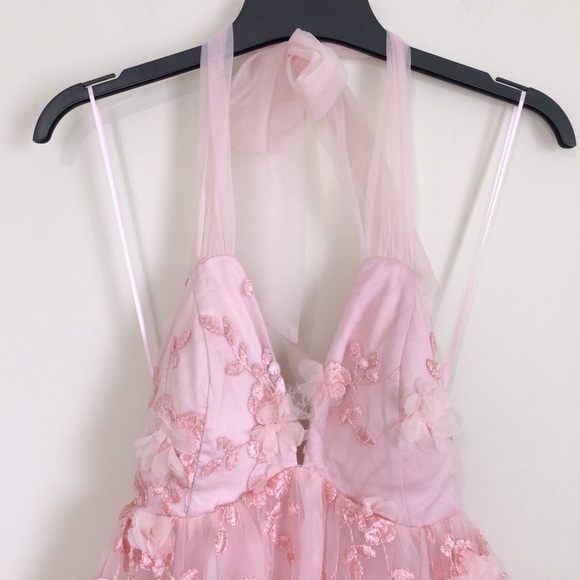 The Vintage Shop Pink Spring Bloom Embellished Floral Tied Shoulder Mini Dress - Picture 9 of 16